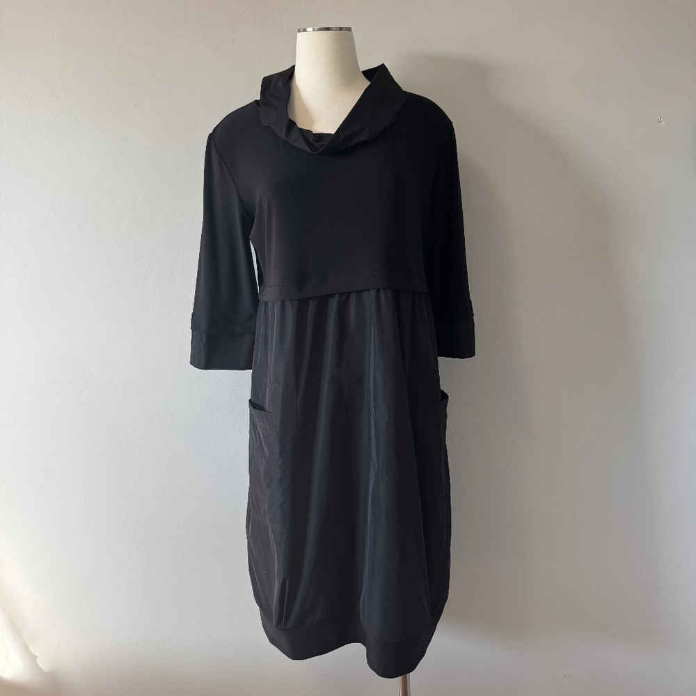 Joseph Ribkoff Black Cowl-Neck Mini Dress